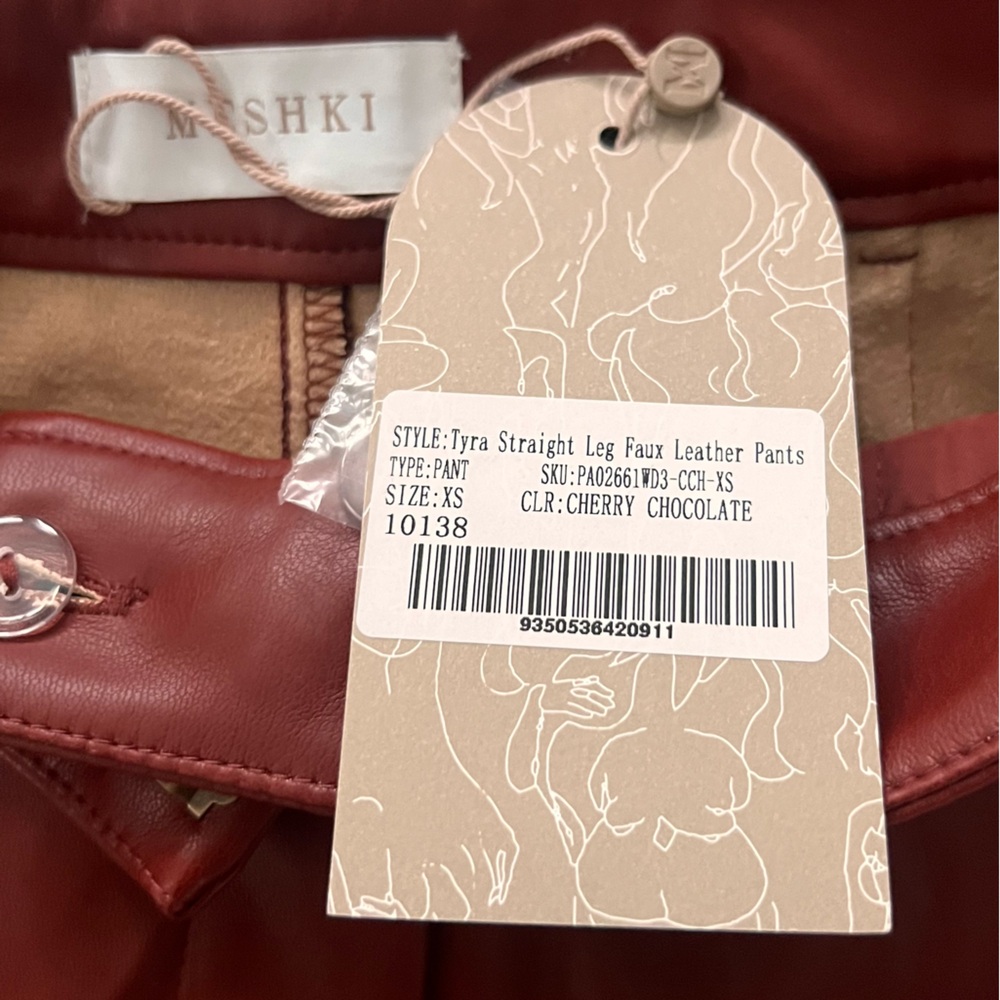 NWT Meshki dark cherry chocolate buttery soft faux leather pants - Picture 8 of 12